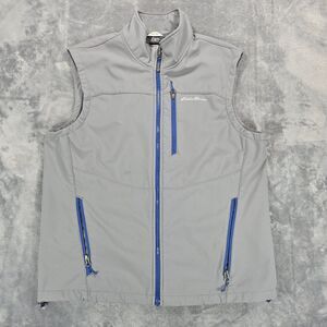 Eddie Bauer Vest Mens L Gray Full Zip Fleece Lined Repellant Outdoor Hiking